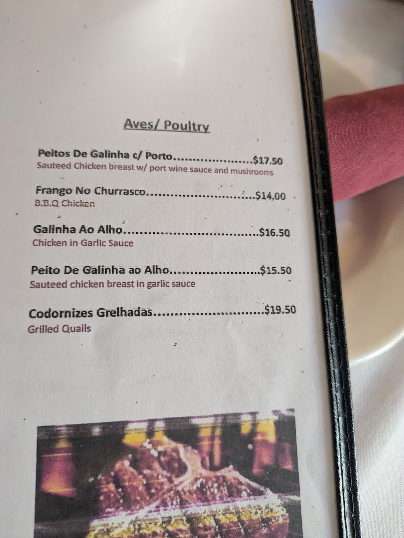 Plates of Portuguese and American fare