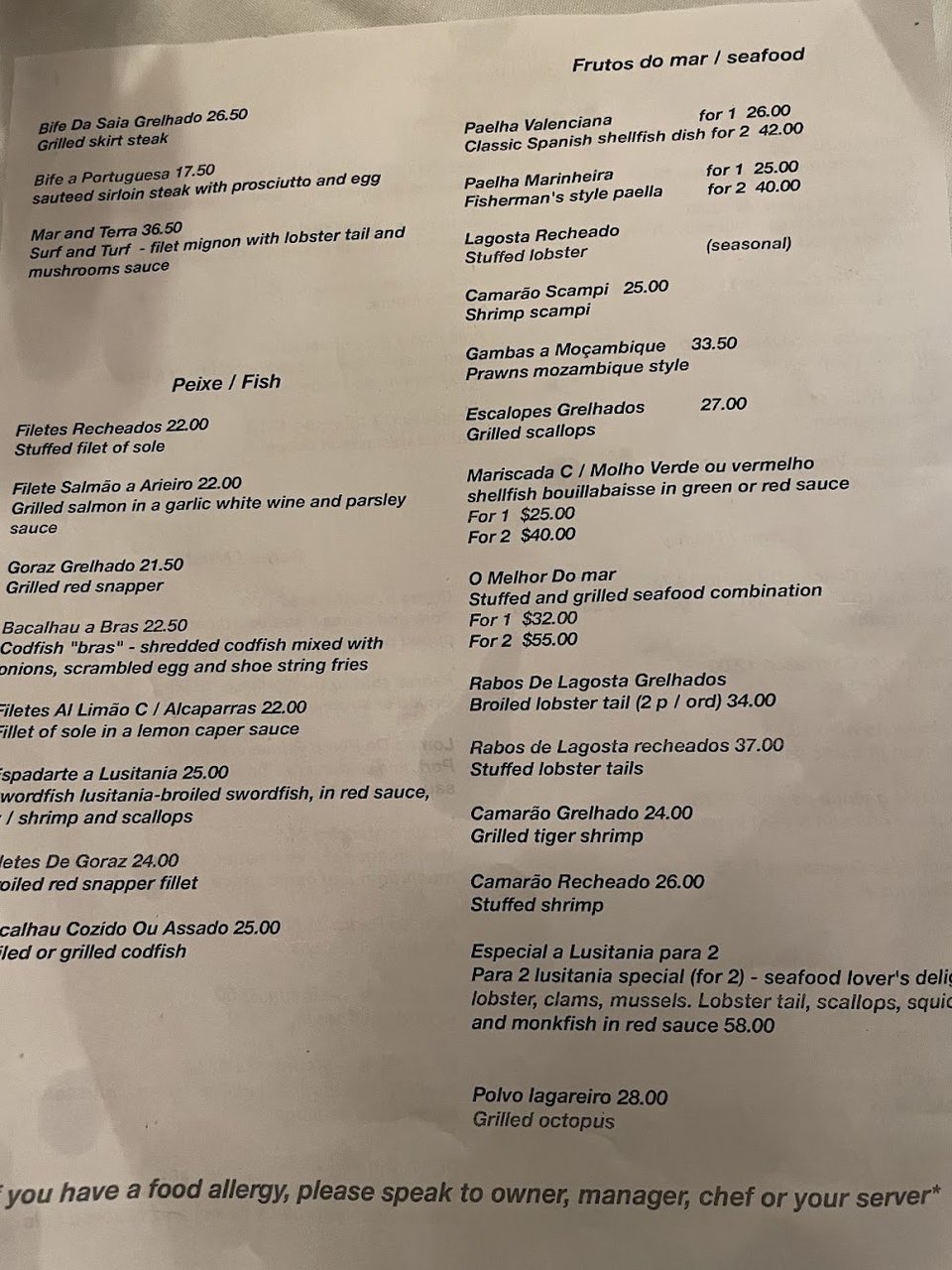 Menu page with appetizers and soups